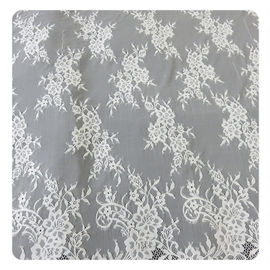 Beautiful white Nylon Eyelash Elastic Lace Trim / Decorative Lace Trim supplier