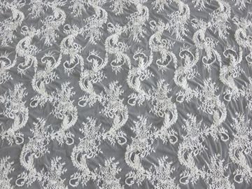 Elegant Cord Viscose Chantilly Lace / Embroidered Lace Fabric supplier