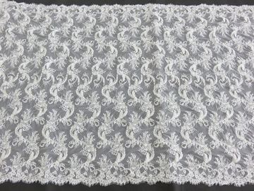 Elegant Cord Viscose Chantilly Lace / Embroidered Lace Fabric supplier