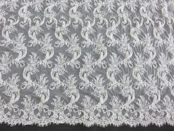 Elegant Cord Viscose Chantilly Lace / Embroidered Lace Fabric supplier