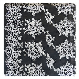 Beautiful Black Floral Polyester Cotton Lace Fabric , Fashion Swiss Lace Fabric supplier