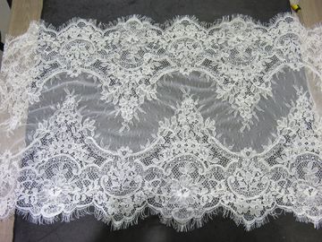 Beautiful 44cm Short Cord Eyelash Lace Trim / Embroidered Lace Fabric supplier