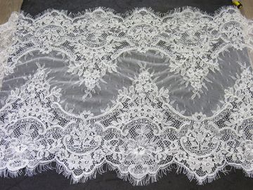 Beautiful 44cm Short Cord Eyelash Lace Trim / Embroidered Lace Fabric supplier