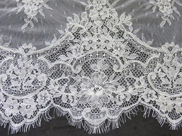 Beautiful 44cm Short Cord Eyelash Lace Trim / Embroidered Lace Fabric supplier